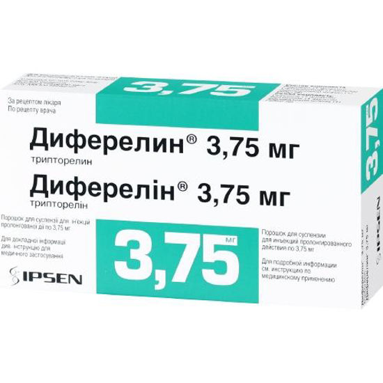 Диферелін порошок для суспензії для ин‘єкцій 3.75 мг флакон з розчинником в ампулах 2 мл шприц с 2 голками